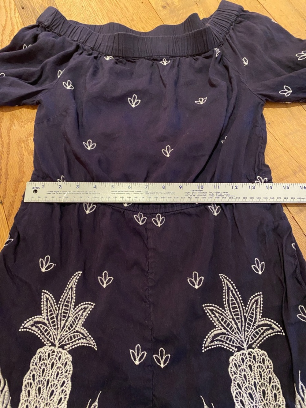 Farm Rio Anthropologie Linen Blend Pineapple Embroidered Romper Size M - Picture 6 of 10